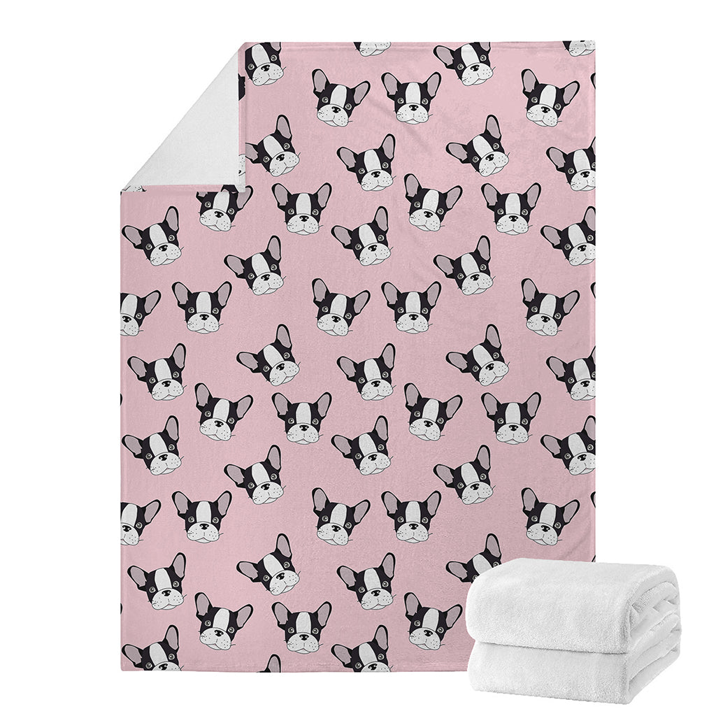 Cartoon French Bulldog Pattern Print Blanket