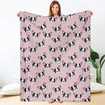 Cartoon French Bulldog Pattern Print Blanket