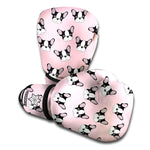 Cartoon French Bulldog Pattern Print Boxing Gloves
