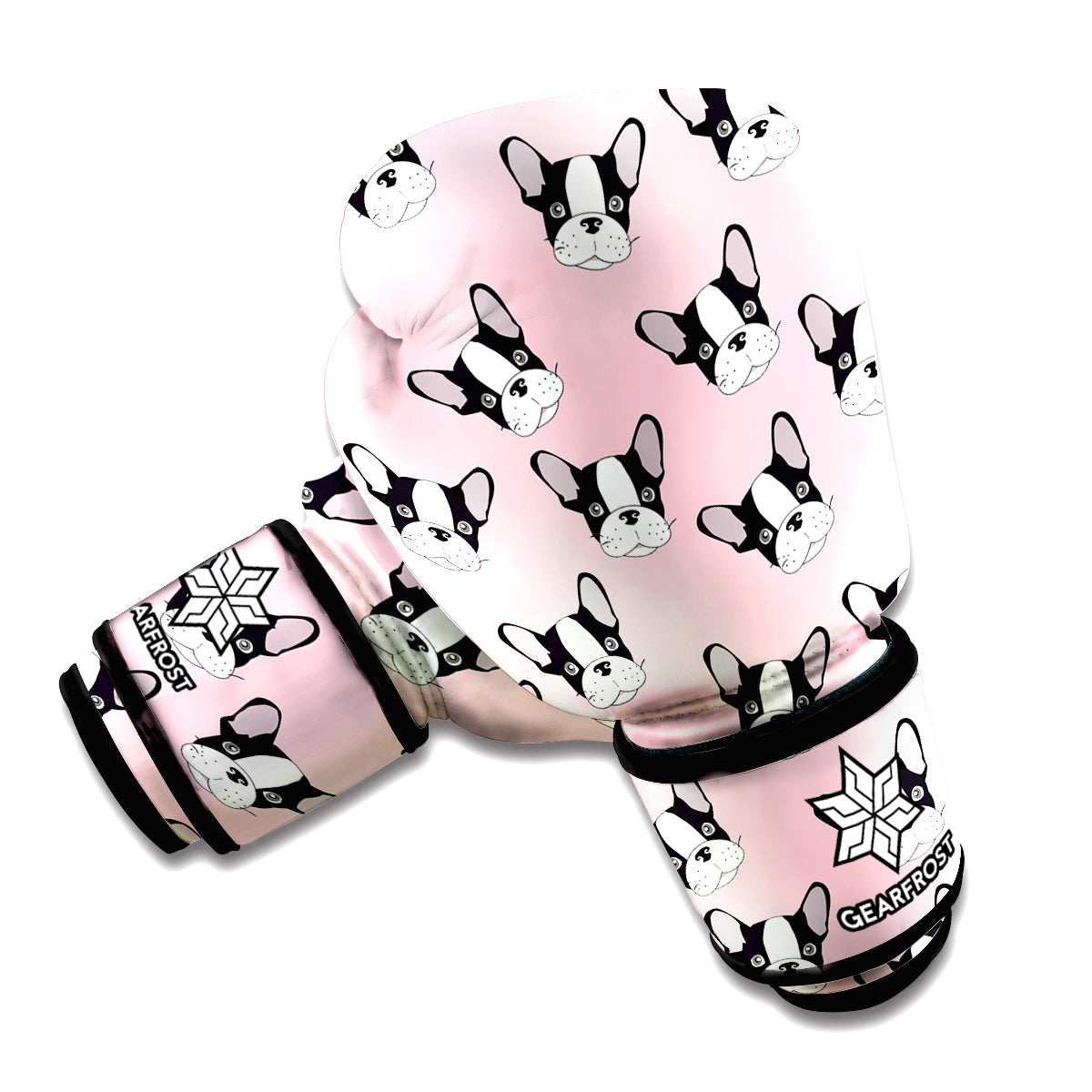Cartoon French Bulldog Pattern Print Boxing Gloves