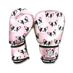 Cartoon French Bulldog Pattern Print Boxing Gloves