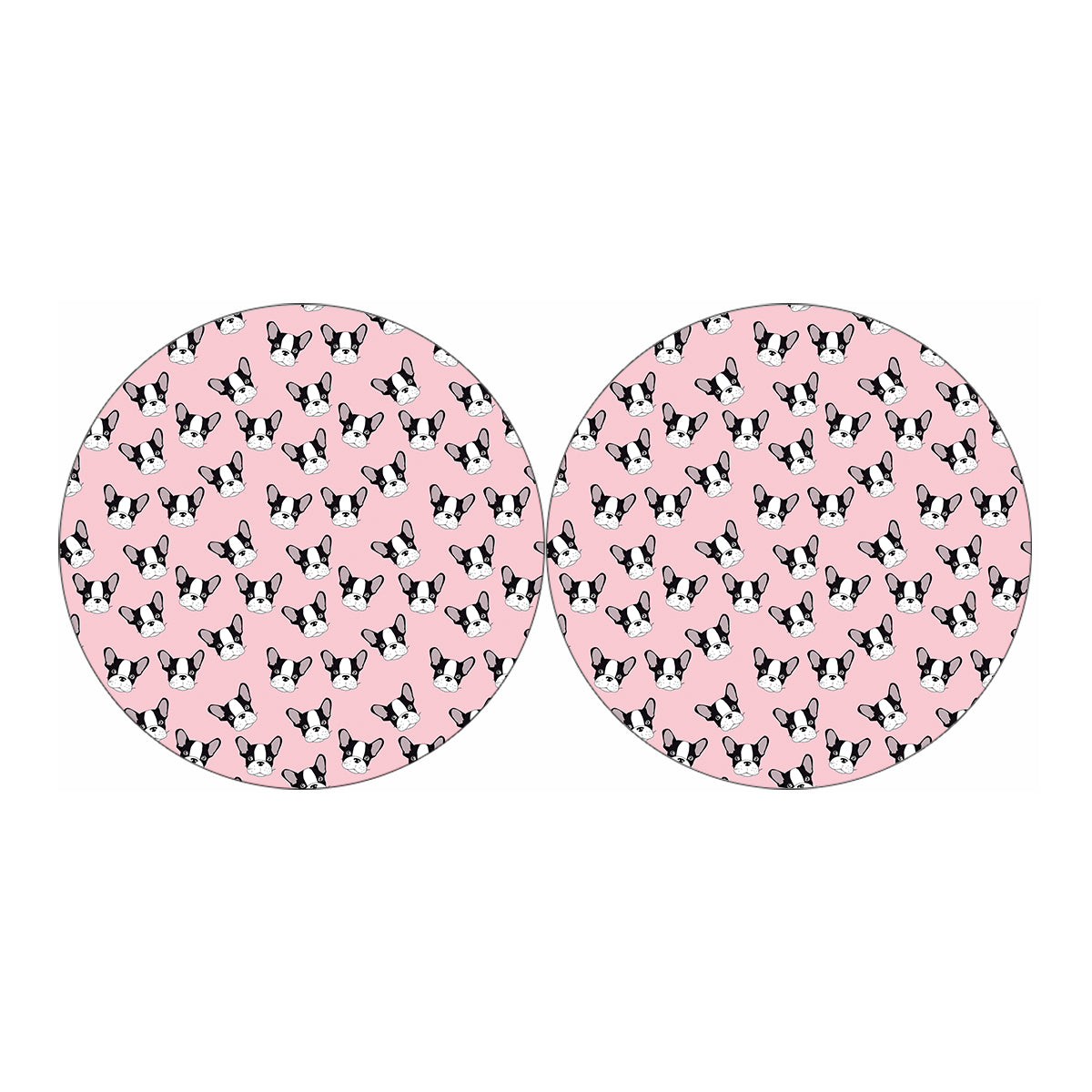 Cartoon French Bulldog Pattern Print Car Coasters