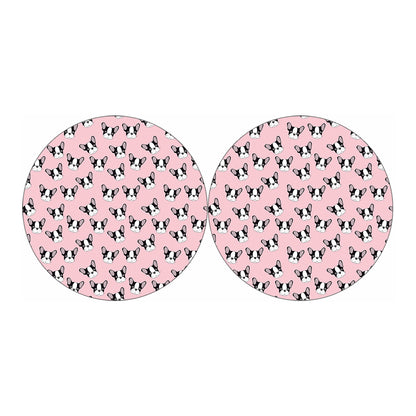 Cartoon French Bulldog Pattern Print Car Coasters