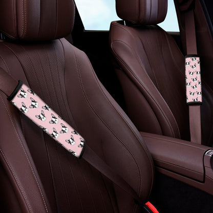 Cartoon French Bulldog Pattern Print Car Seat Belt Covers