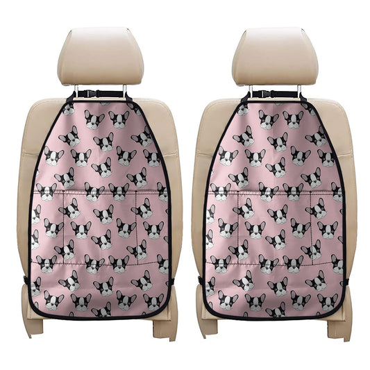 Cartoon French Bulldog Pattern Print Car Seat Organizers