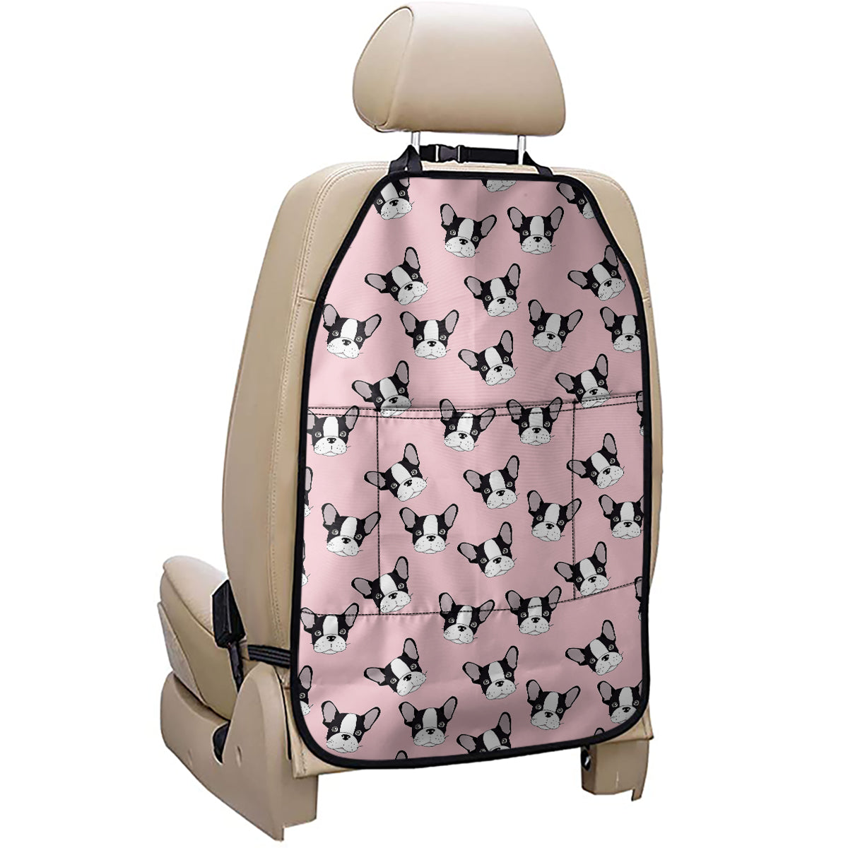 Cartoon French Bulldog Pattern Print Car Seat Organizers