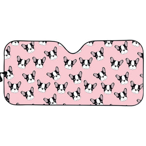 Cartoon French Bulldog Pattern Print Car Sun Shade