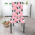 Cartoon French Bulldog Pattern Print Dining Chair Slipcover