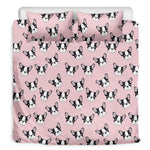 Cartoon French Bulldog Pattern Print Duvet Cover Bedding Set