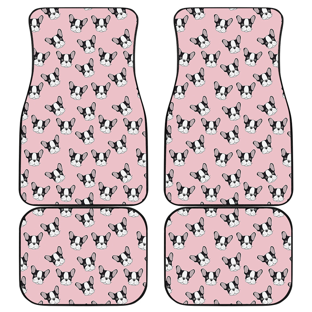 Cartoon French Bulldog Pattern Print Front and Back Car Floor Mats
