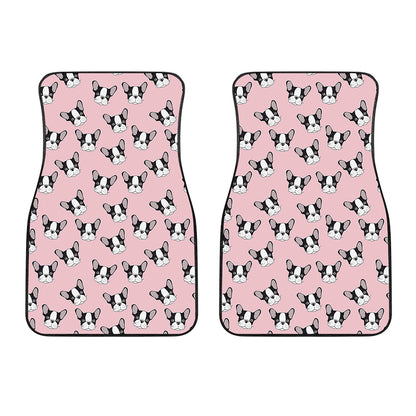 Cartoon French Bulldog Pattern Print Front Car Floor Mats