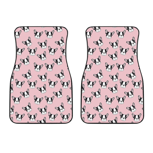 Cartoon French Bulldog Pattern Print Front Car Floor Mats