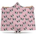 Cartoon French Bulldog Pattern Print Hooded Blanket
