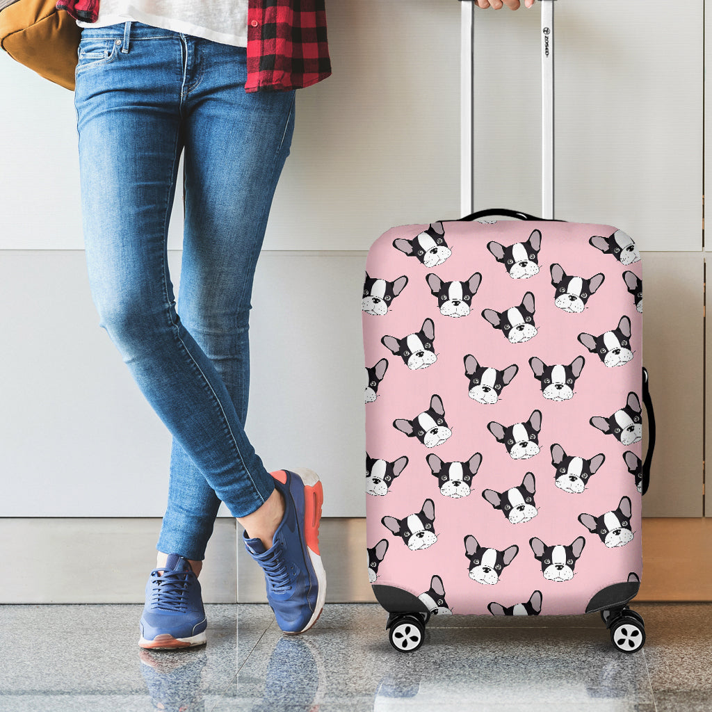 Cartoon French Bulldog Pattern Print Luggage Cover