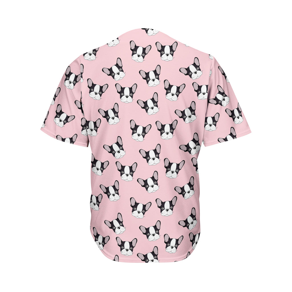Cartoon French Bulldog Pattern Print Men's Baseball Jersey