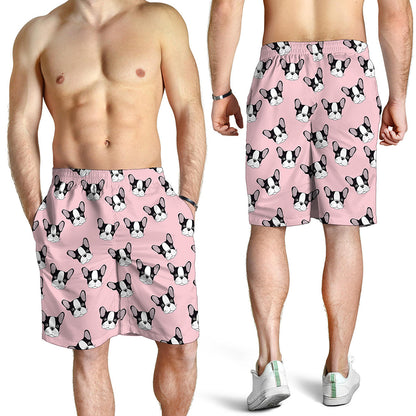 Cartoon French Bulldog Pattern Print Men's Shorts