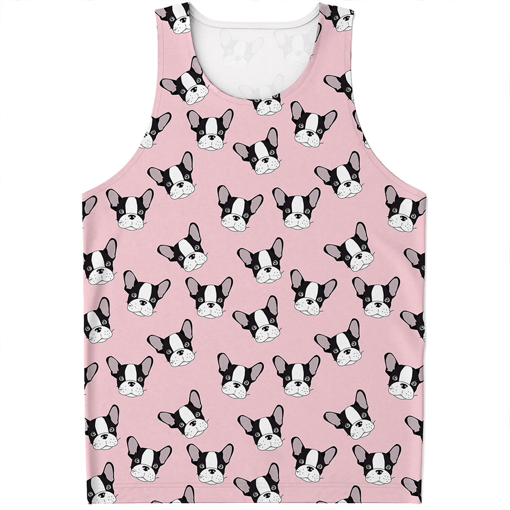 Cartoon French Bulldog Pattern Print Men's Tank Top