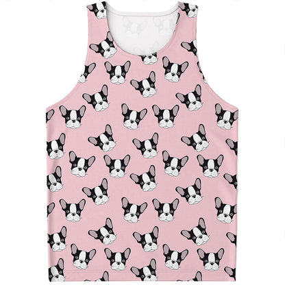 Cartoon French Bulldog Pattern Print Men's Tank Top