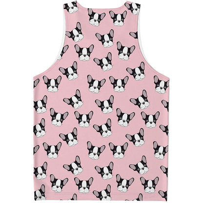 Cartoon French Bulldog Pattern Print Men's Tank Top
