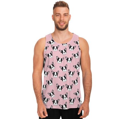Cartoon French Bulldog Pattern Print Men's Tank Top