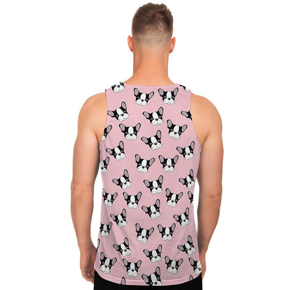 Cartoon French Bulldog Pattern Print Men's Tank Top