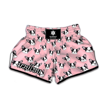 Cartoon French Bulldog Pattern Print Muay Thai Boxing Shorts