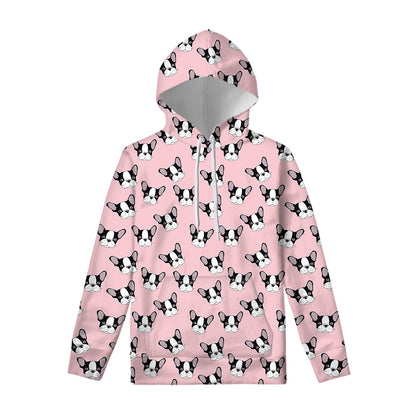 Cartoon French Bulldog Pattern Print Pullover Hoodie
