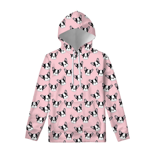 Cartoon French Bulldog Pattern Print Pullover Hoodie
