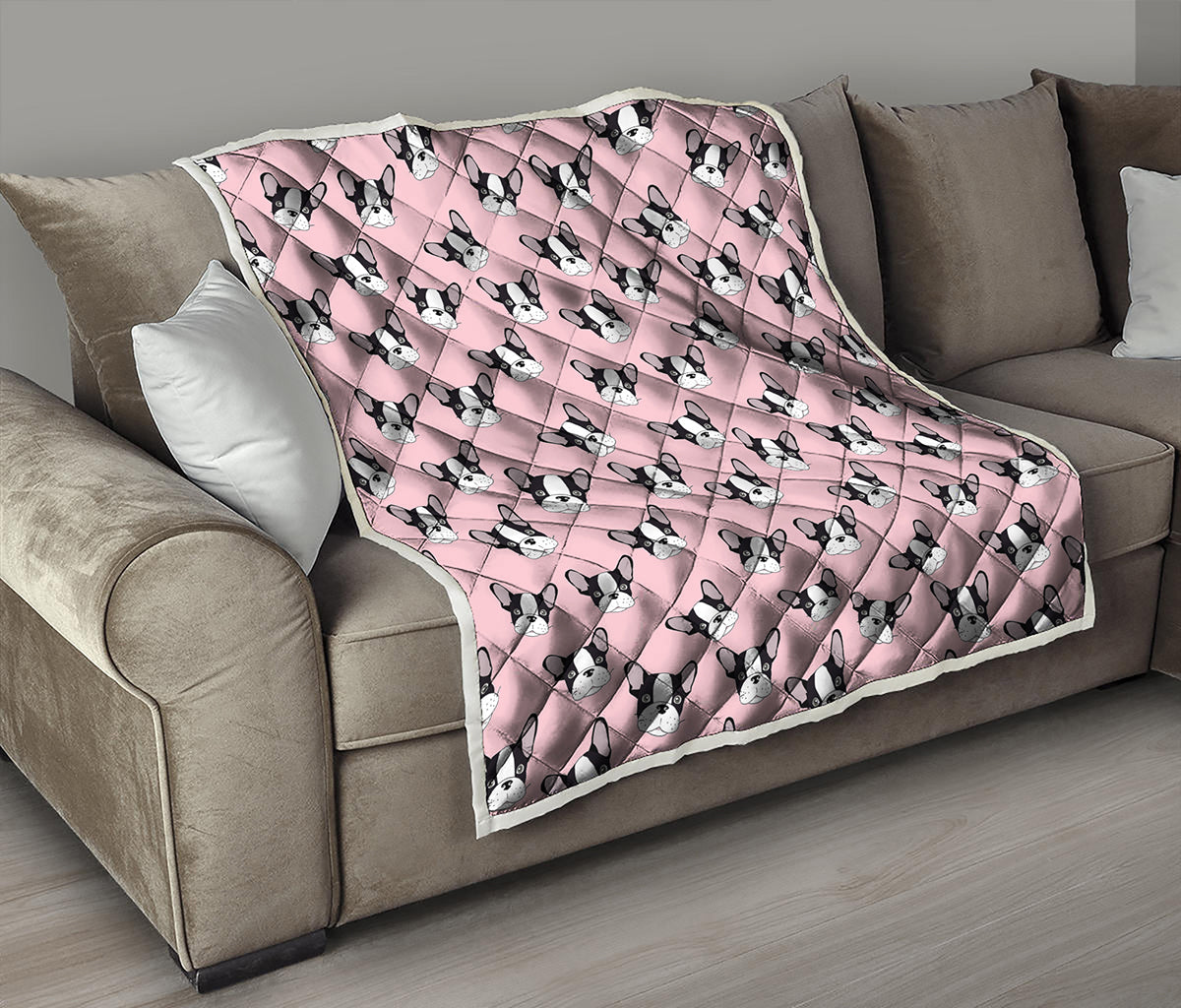 Cartoon French Bulldog Pattern Print Quilt