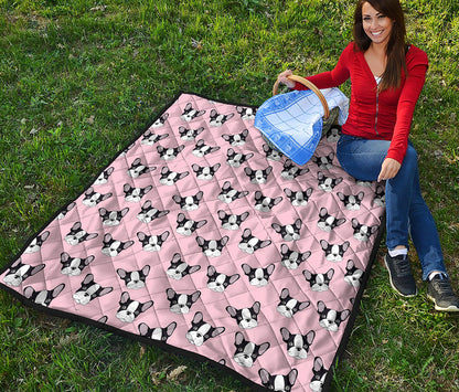 Cartoon French Bulldog Pattern Print Quilt