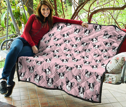 Cartoon French Bulldog Pattern Print Quilt