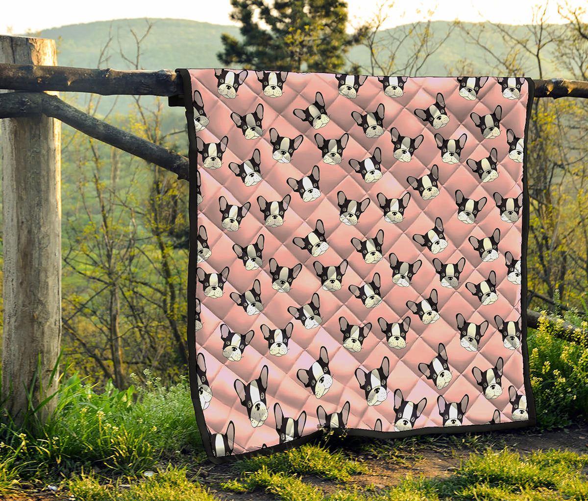 Cartoon French Bulldog Pattern Print Quilt