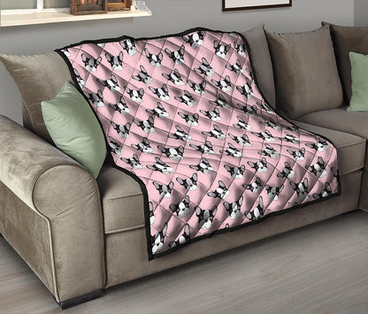 Cartoon French Bulldog Pattern Print Quilt