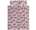 Cartoon French Bulldog Pattern Print Quilt Bed Set