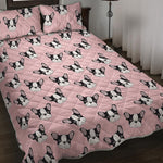 Cartoon French Bulldog Pattern Print Quilt Bed Set