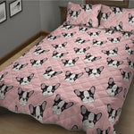 Cartoon French Bulldog Pattern Print Quilt Bed Set