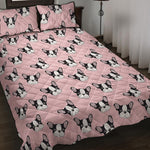 Cartoon French Bulldog Pattern Print Quilt Bed Set