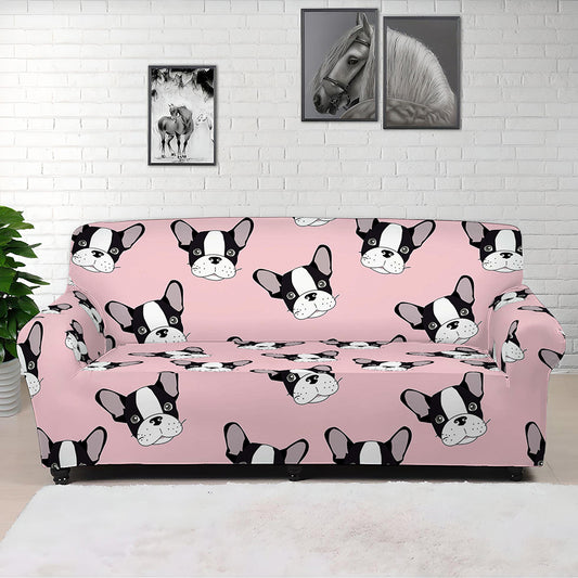 Cartoon French Bulldog Pattern Print Sofa Cover