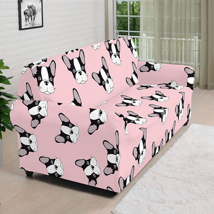Cartoon French Bulldog Pattern Print Sofa Cover