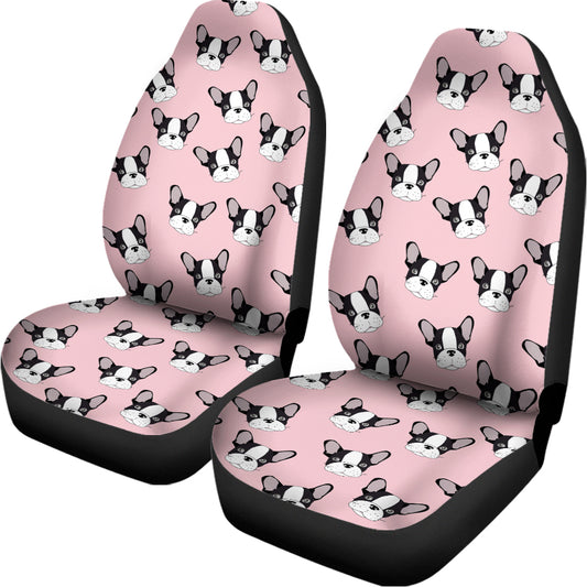 Cartoon French Bulldog Pattern Print Universal Fit Car Seat Covers