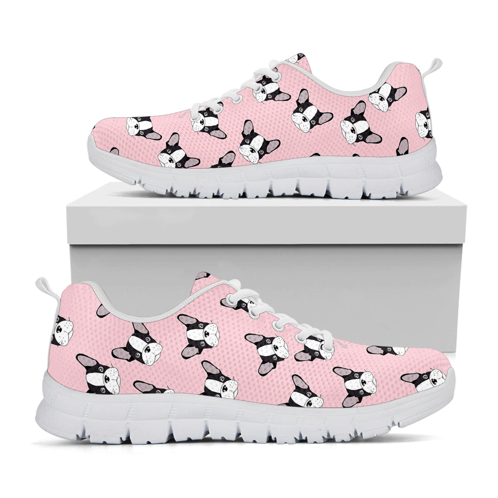 Cartoon French Bulldog Pattern Print White Sneakers