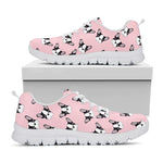 Cartoon French Bulldog Pattern Print White Sneakers