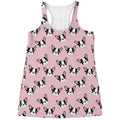 Cartoon French Bulldog Pattern Print Women's Racerback Tank Top