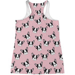 Cartoon French Bulldog Pattern Print Women's Racerback Tank Top