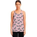 Cartoon French Bulldog Pattern Print Women's Racerback Tank Top