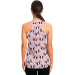 Cartoon French Bulldog Pattern Print Women's Racerback Tank Top