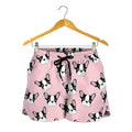 Cartoon French Bulldog Pattern Print Women's Shorts