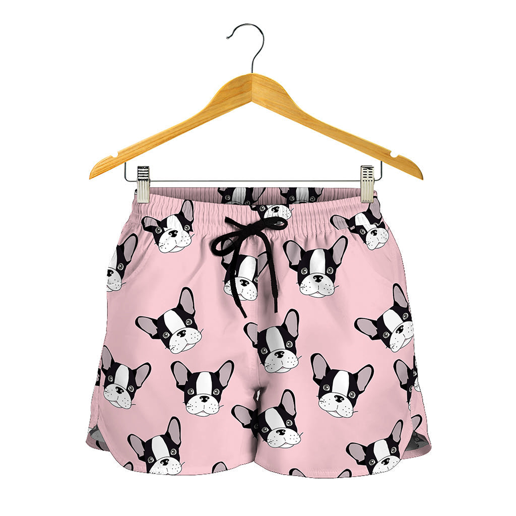 Cartoon French Bulldog Pattern Print Women's Shorts