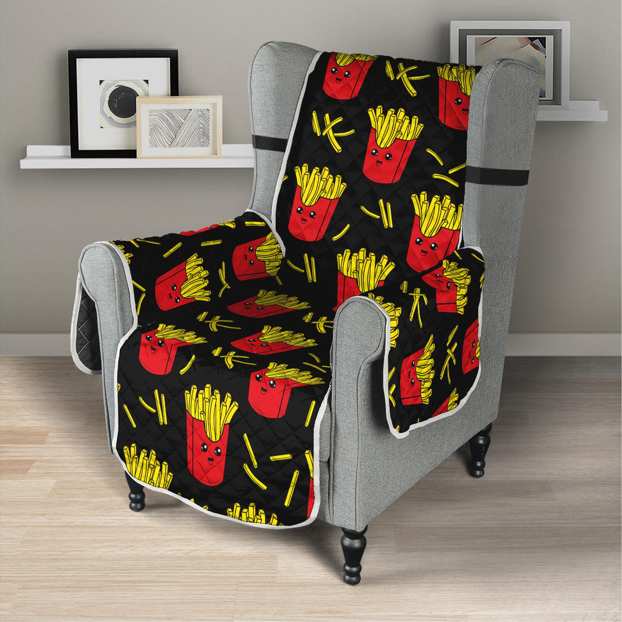 Cartoon French Fries Pattern Print Armchair Protector