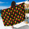 Cartoon French Fries Pattern Print Beach Sarong Wrap